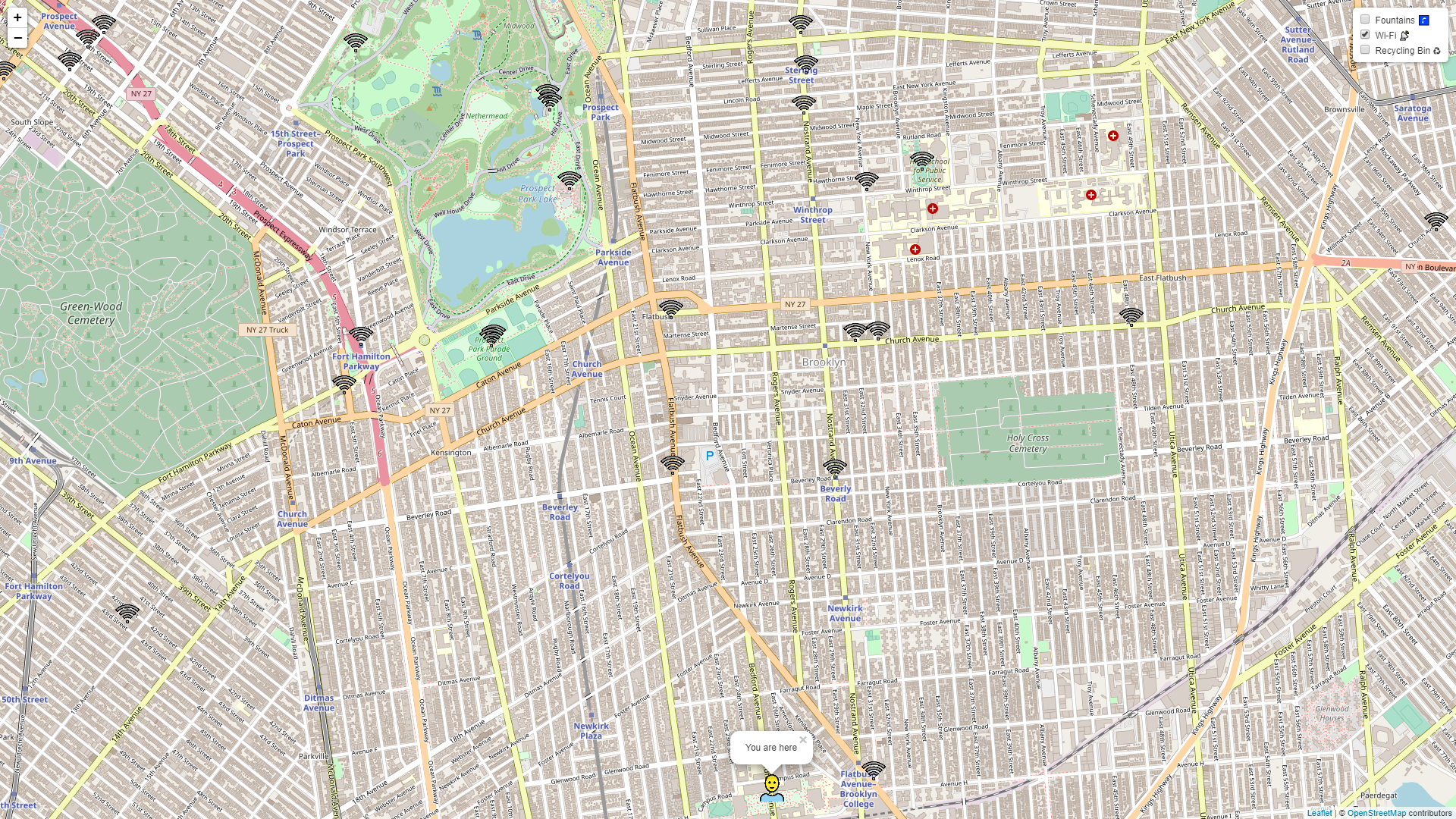 Wi-Fi locations on a map